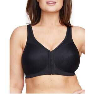 Women's Full Figure Plus Size Front Close Posture Back Support Bra 38H - Black